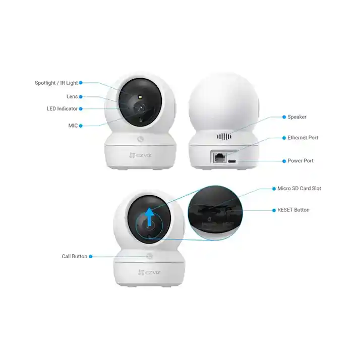 Ezviz H6C Pro 3MP 2K Pan & Tilt Color Night Vision Smart Home FHD Best Wifi Camera